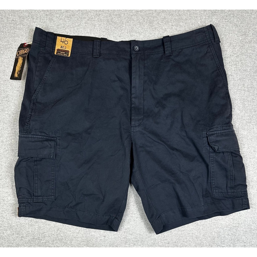 Roundtree Yorke Cargo Shorts Mens 46 Big 11" Navy Relaxed Utility Pockets NEW
